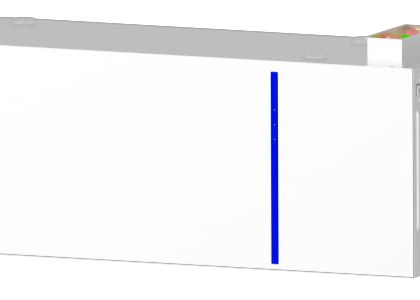 Weiße HVAC-Klimageräte mit blauem Streifen.